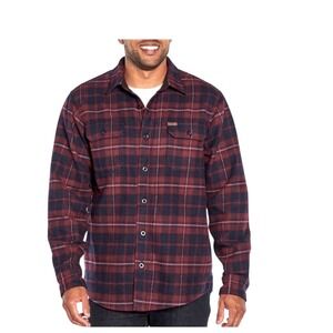 ORVIS Mens XL Plaid Flannel Shirt Jacket Heavyweight Long Sleeve Button Up Red